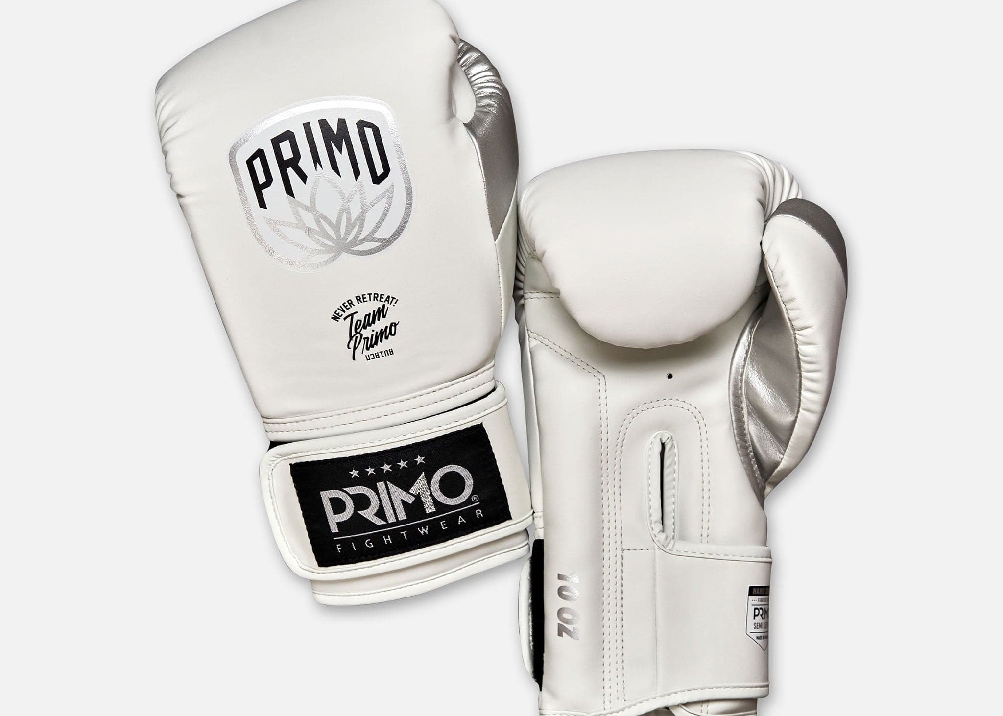 Primo Fight Wear Official Boxing Gloves Emblem 2.0 Semi Leather Boxing Gloves - White