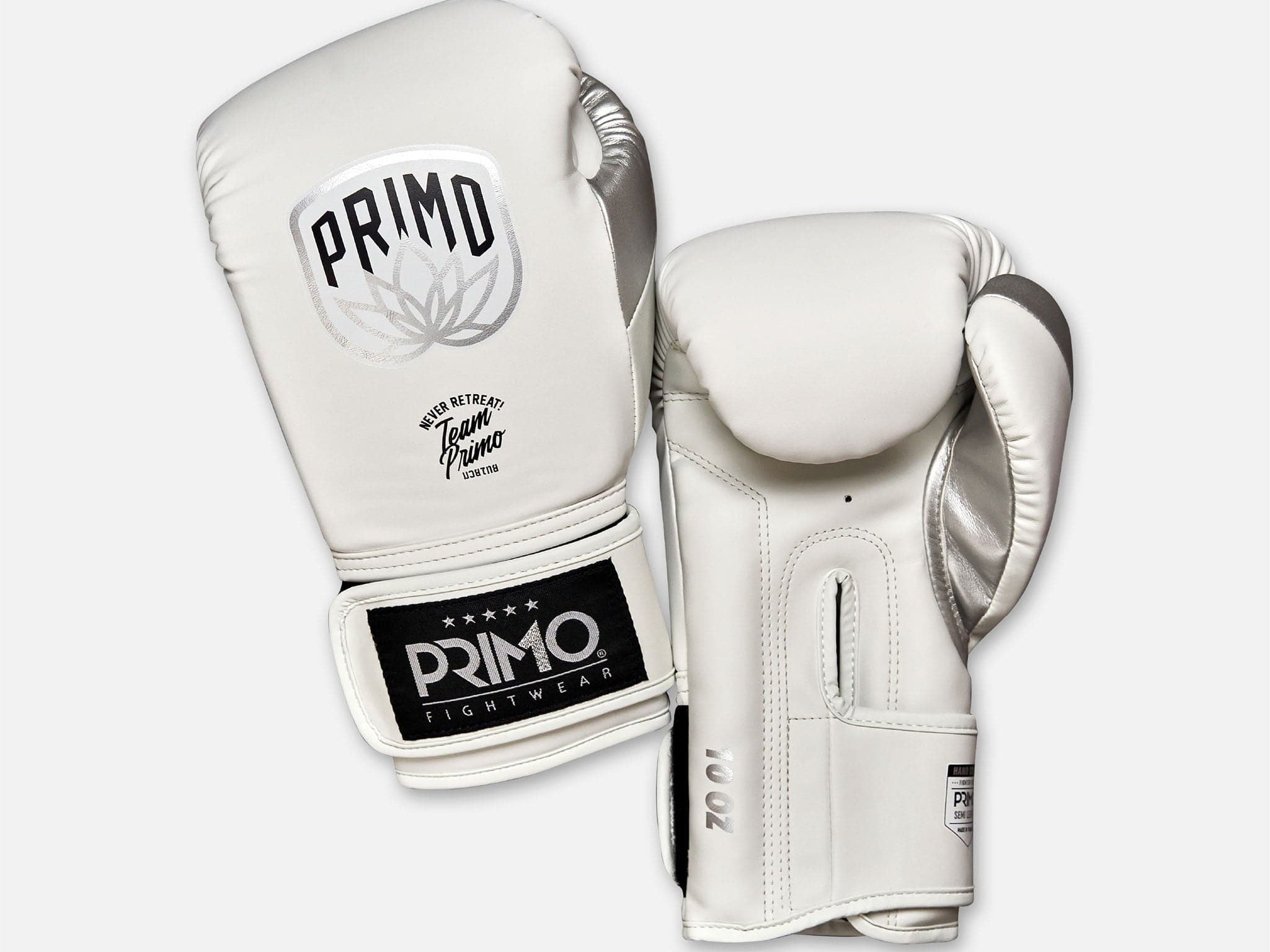 Primo Fight Wear Official Boxing Gloves Emblem 2.0 Semi Leather Boxing Gloves - White